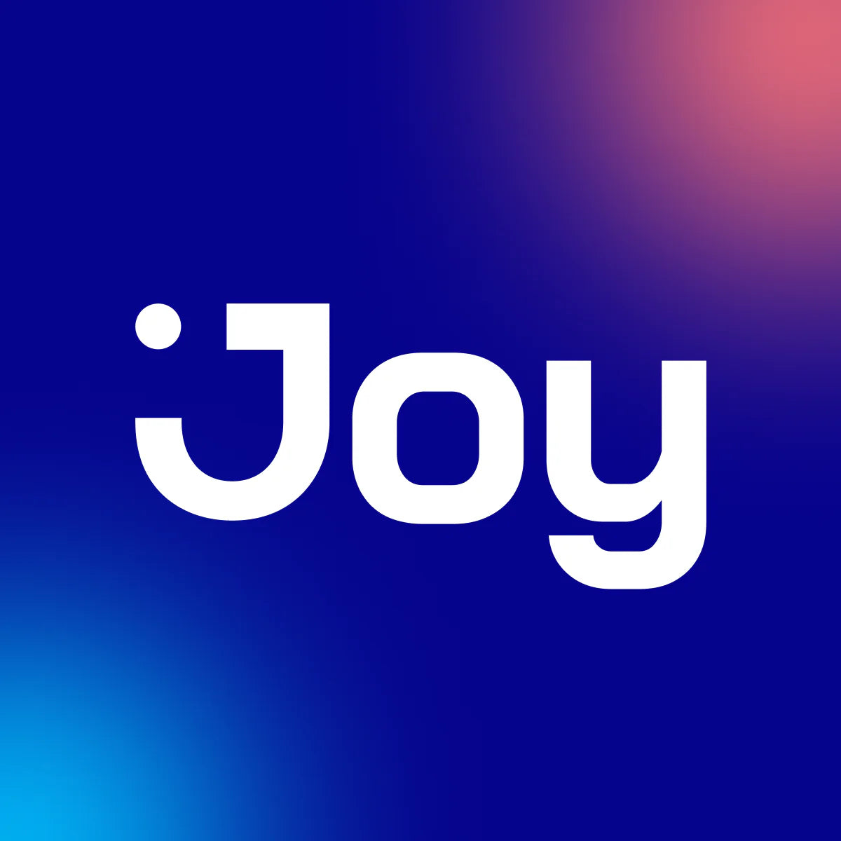 White 'Joy' logo on a blue background