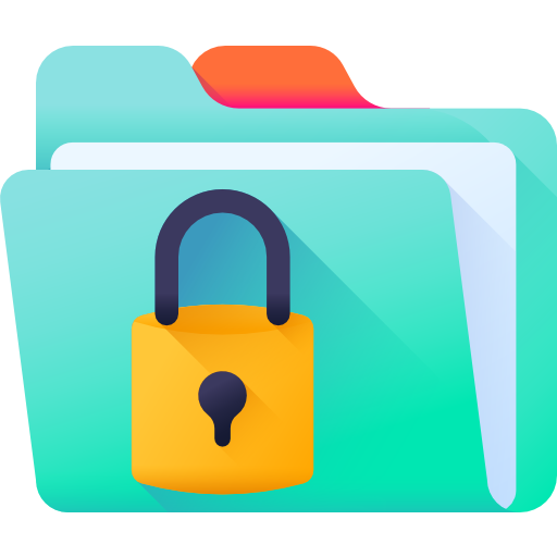 Colorful folder icon with a lock on a white background