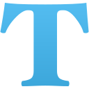 Blue letter 'T' on a white background